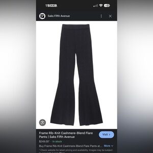 FRAME Rib Knit Cashmere Blend Flare Leg Pants Black NWT Size S